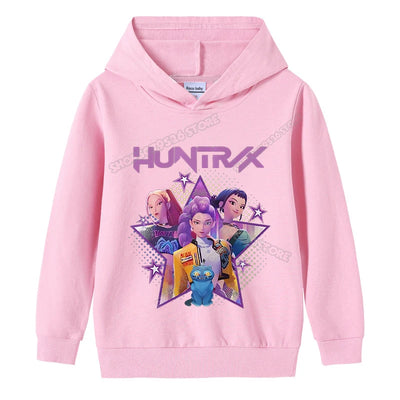 K-pop Demon Hunters Hoodies Girl Thin Hooded Sweatshirt Autumn Tracksuit Hood Sportswear Long Sleeve Pullover Kids Clothing