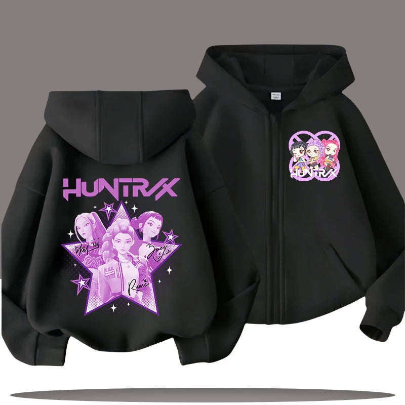 2026 Funny Zip Up Sweatshirts Kpop Demon Hunters Hoodie Children Clothes Kid Girl Boy Sweatshirt Zipper Hoody Baby Casual Top