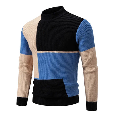 Sweatwear New Men's Autumn and Winter Casual Warm Neck Sweater Knit Pullover Tops  Man Clothes