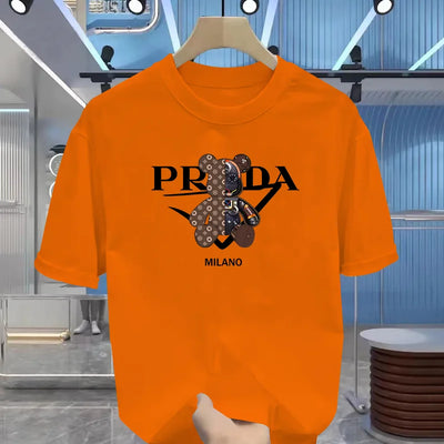 Men's luxurious printed summer high-quality T-shirt 100% pure cotton, relaxed and loose fit, stylish and unique, round neckline