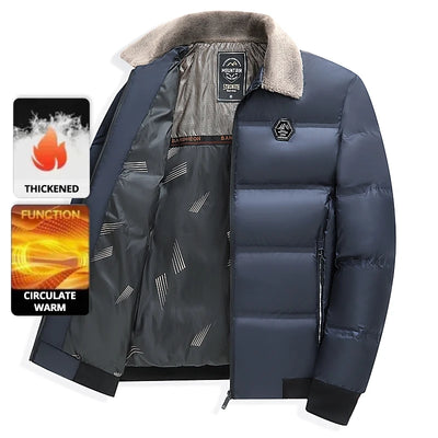 Top Grade Middle-aged Men's Bubble Puffer Parka Jacket Windbreaker Coat Winter Plus Velvet Thickened Short Outerwear