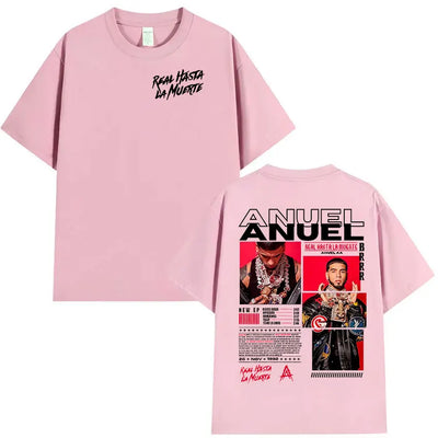 Rapper Anuel AA Real Hasta La Muerte Tour 2025 new Album T Shirts Men's Hip Hop gothic T-Shirts 100%  Short Sleeve T-Shirt