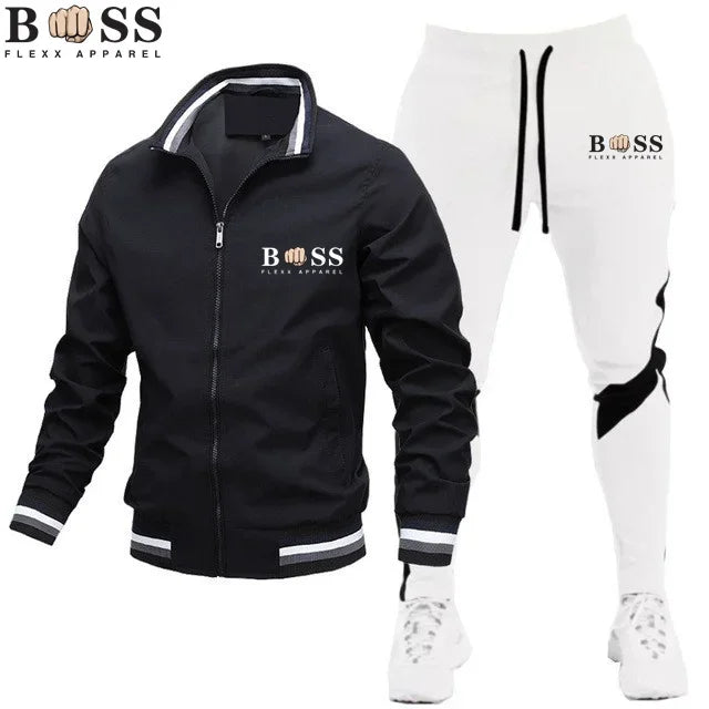 2025 New Men's Suit Clothing Men's One-Piece Sports Shirt + Sports Pants One-Piece Sports Shirt with Zipper Collar Synthetic Spo