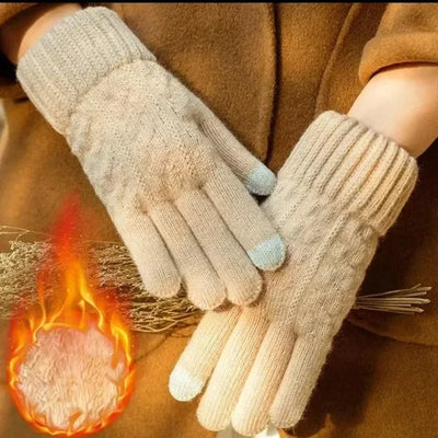 New Men's Warm Full-finger Gloves Winter Touch Screen Plus Fleece Gloves Men's Thick Knitted Cycling Gloves