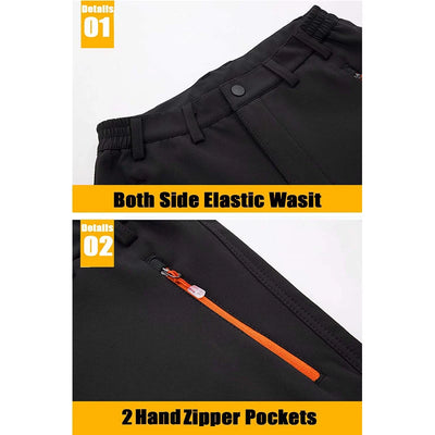 MAGCOMSEN Fleece Pants Men's Snow Ski Pants Windproof Shell Hiking Pants with 4 Zipper Pockets Winter Waterproof Trousers