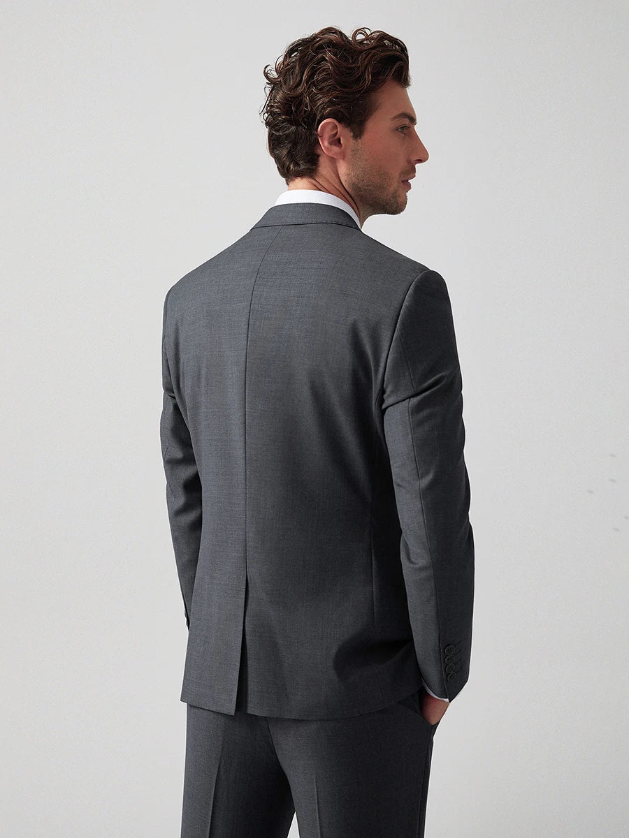 2025 Summer 70% Wool Grey Suit for Men - Premium Business Formal & Wedding Tuxedo Set, Groom's Breathable Blazer & Dress Pants