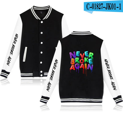 Rapper YoungBoy Never Broke Again Baseball Jacket Men's Hoodie Sweatshirt Boys Girls Harajuku Jackets Streetwear College Coats