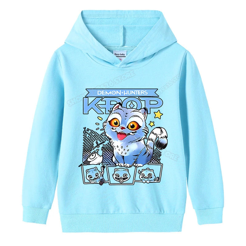 K-pop Demon Hunters Hoodies Girl Thin Hooded Sweatshirt Autumn Tracksuit Hood Sportswear Long Sleeve Pullover Kids Clothing