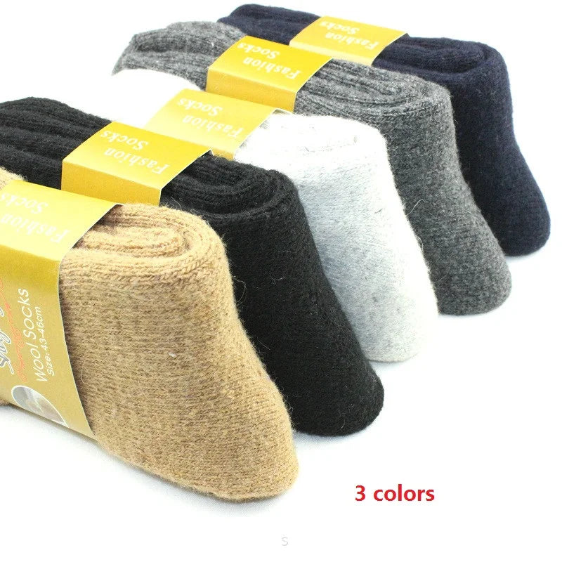 3 pairs 2025 winter new Thick wool socks women's winter tube terry socks solid color ladies super thick warm snow socks