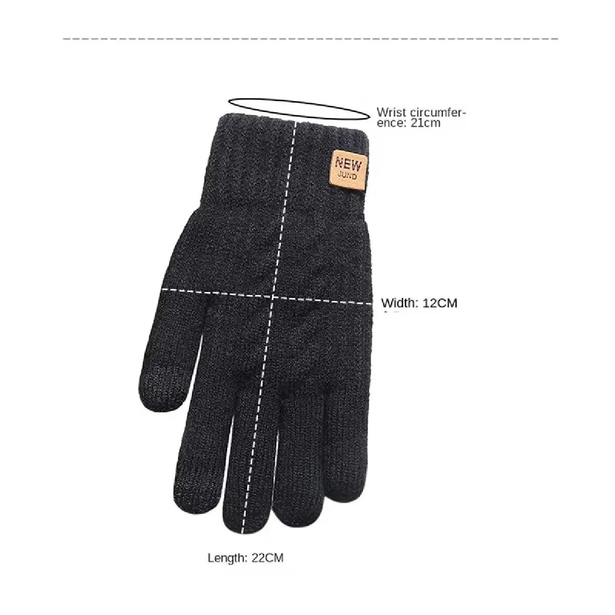 Fleece Lined Fashion Warm Women Men Black Cable Knitted Winter Touch Screen Gloves