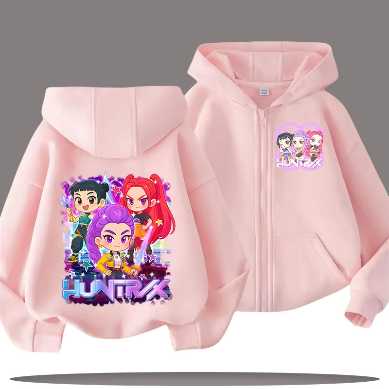 2026 Funny Zip Up Sweatshirts Kpop Demon Hunters Hoodie Children Clothes Kid Girl Boy Sweatshirt Zipper Hoody Baby Casual Top