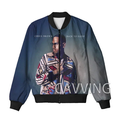 CAVVING 3D Printed  Rapper Chris Brown  Zipper Bomber Jackets Men Overcoat Mens Coat Zip Up Jackets for Women/Men   J02
