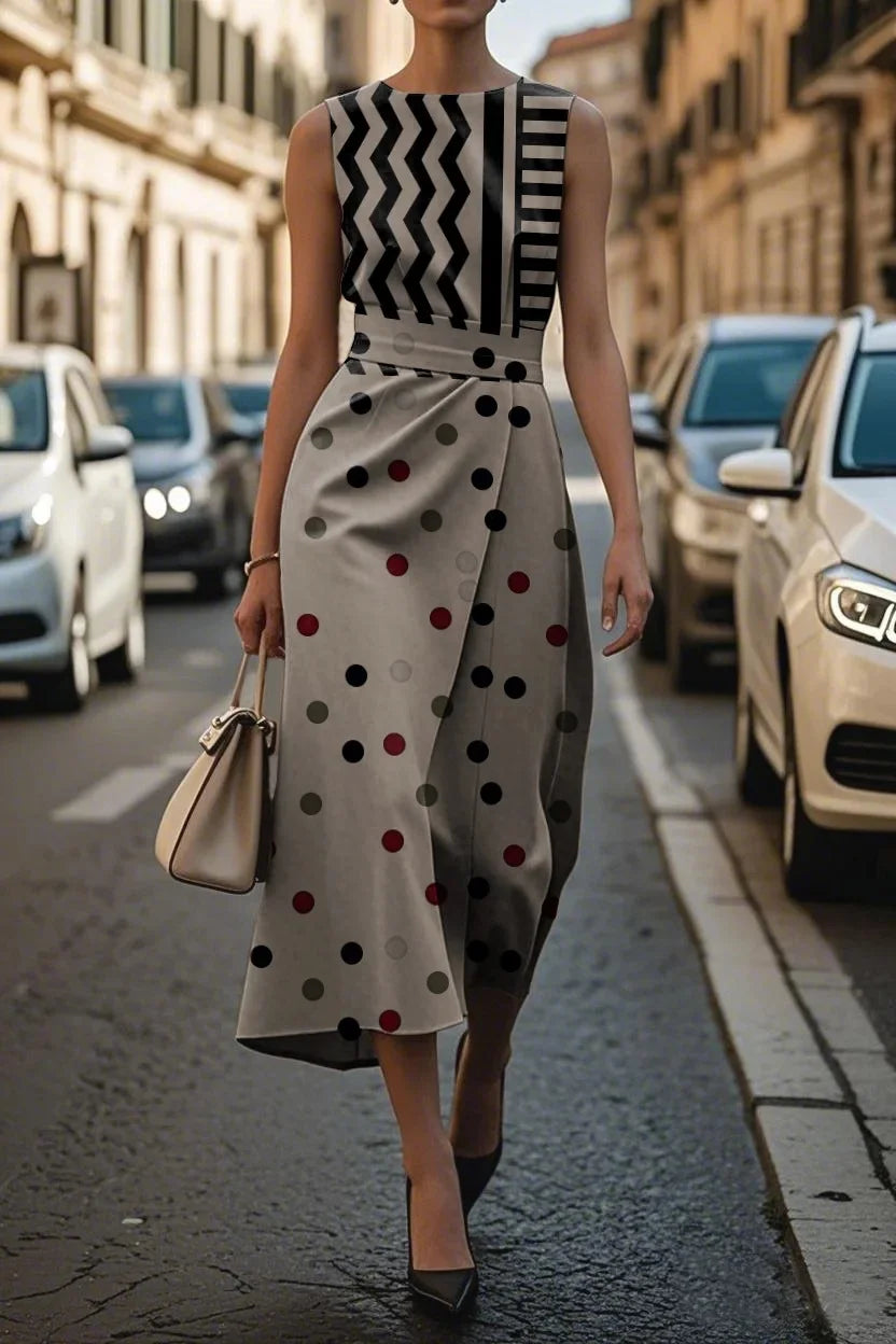 Elegant Floral Sleeveless Dress for Women Elegant Timeless Fashion Long Ankle Length Polyester Fiber Independent Station