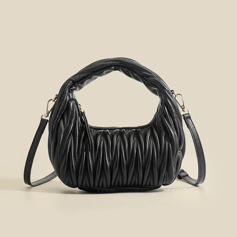 Fashion bag shoulder 2025 crossbody bag new cloud pleated armpit high-end crescent shaped handbag