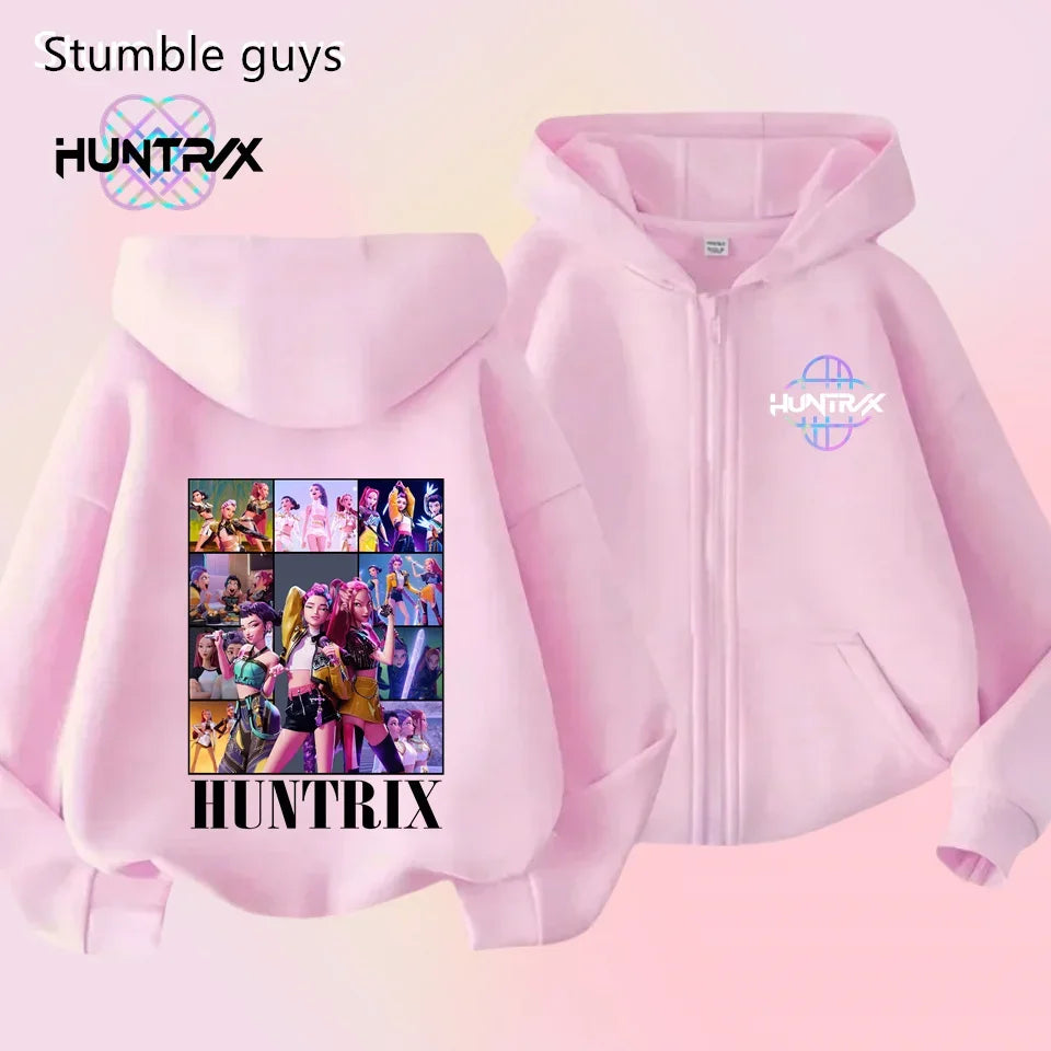 Autumn New KPop Demon Hunters Kids Boys Girls Zipper Hoodie Long Sleeve Sweatshirt Anime Clothes Trendy