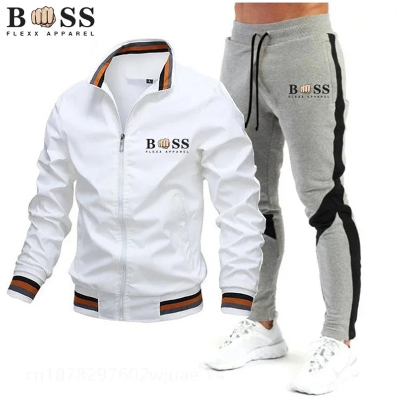 2025 New Men's Suit Clothing Men's One-Piece Sports Shirt + Sports Pants One-Piece Sports Shirt with Zipper Collar Synthetic Spo