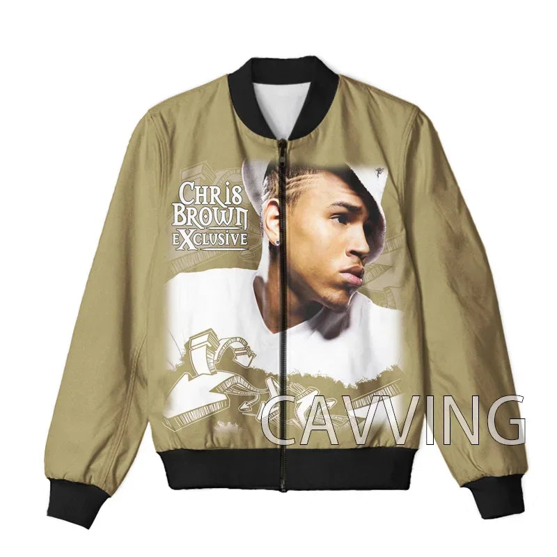 CAVVING 3D Printed  Rapper Chris Brown  Zipper Bomber Jackets Men Overcoat Mens Coat Zip Up Jackets for Women/Men   J02