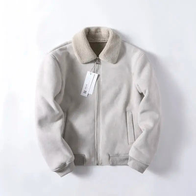 Autumn Winter Men's Casual Thiened Fce Zipper Collar Cardigan Jaet Leather Fur Inteated Outerwear Stand Fit Youth...