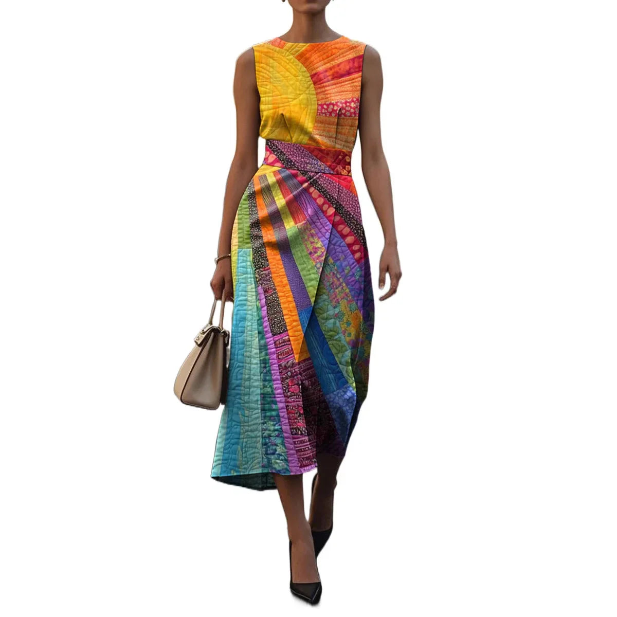 Elegant Floral Sleeveless Dress for Women Elegant Timeless Fashion Long Ankle Length Polyester Fiber Independent Station