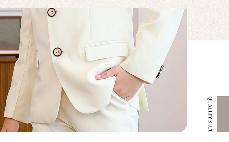 Boys Formal White 5Pieces/Set Jacket Vest Pants Bowtie+Pocket Cloth Wedding Birthday Party Dress Kids Host Performance Costume