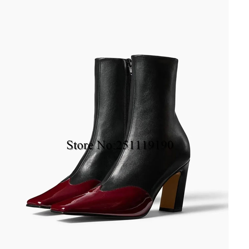 Leopard Print Pointed Toe Women's Ankle Boots Black High Heels Fashion Slip-On Dressy Shoes Women's Fall Winter Footwear Booties