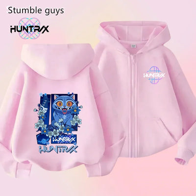 Autumn New KPop Demon Hunters Kids Boys Girls Zipper Hoodie Long Sleeve Sweatshirt Anime Clothes Trendy