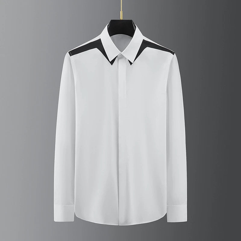 High-end men's shirt printed men's shirt long-sleeved lapel shirt daily outdoor shopping comfortable fabric large size xs-6xl