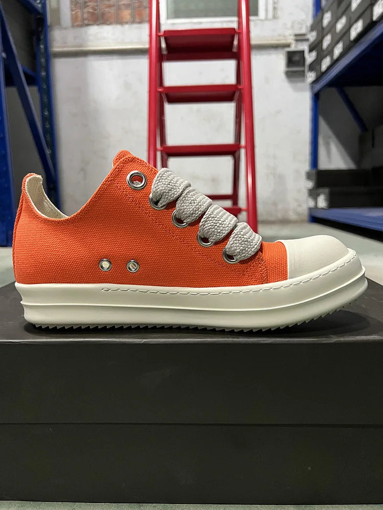 Casual Shoes Men Canvas Beige Low Top Brand Jumbo Lace Up Ro Thick Sole Luxury Designer Trainers Women Street Flat Sneakers