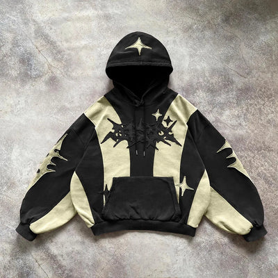 Y2K Embroidered Design Loose Zipper Men's Hoodie Geometric Pattern  Women's Sportswear Gothic Street Wear Extra Large Casual Men