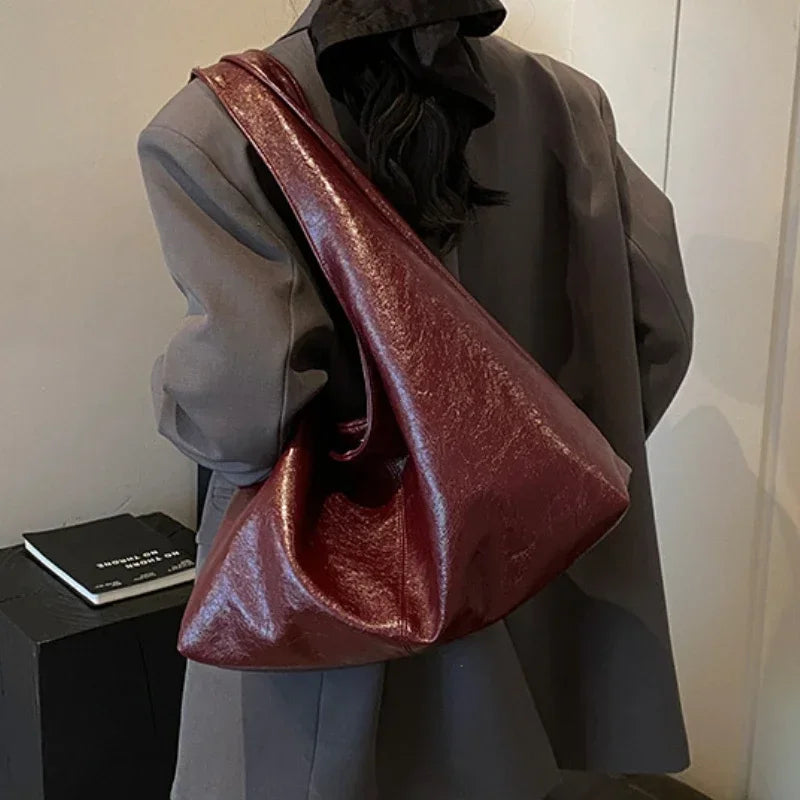 Large Capacity PU Leather Hobo Underarm Bags Autumn Winter Shoulder Bag for Women 2025 New Trend Y2K Handbags and Purses Tote