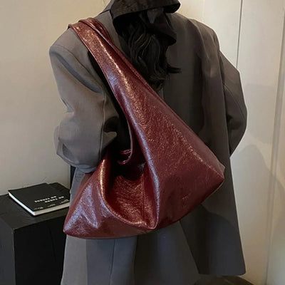 Large Capacity PU Leather Hobo Underarm Bags Autumn Winter Shoulder Bag for Women 2025 New Trend Y2K Handbags and Purses Tote