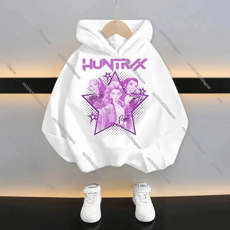 New 2025 KPop Demon Hunters Kids Hoodie: Cartoon Character Hooded Sweatshirt For Boys & Girls Casual Comfy Top