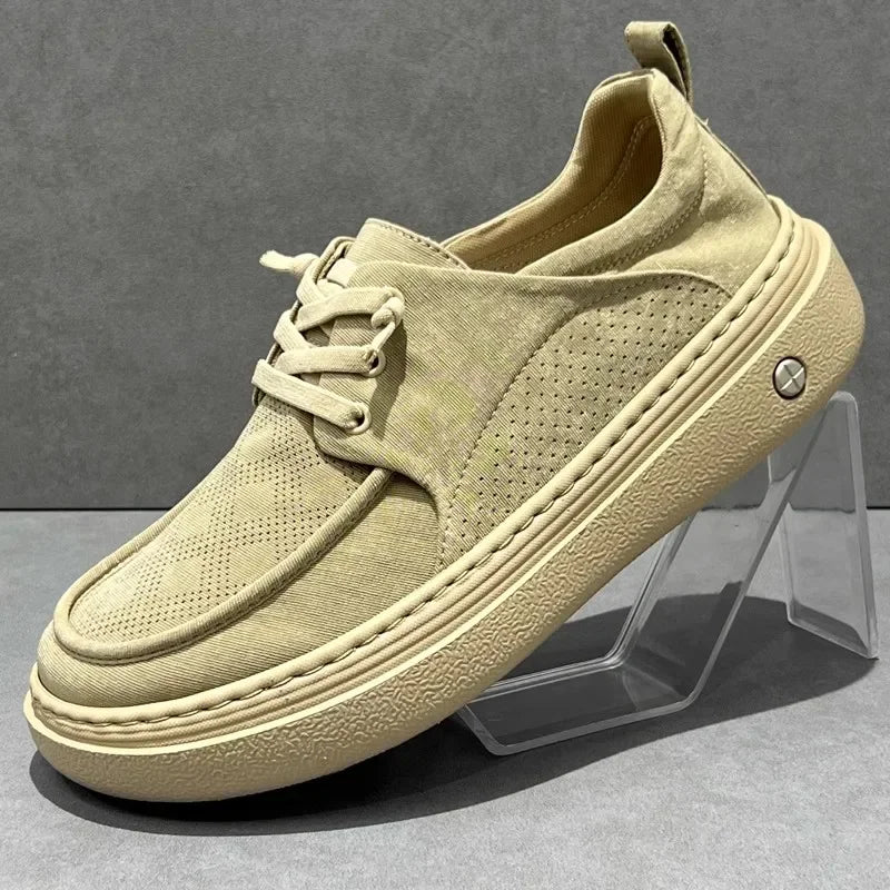 Summer New Lightweight Thick Bottom Casual Shoes Easy to Wear Slip on Lazy Person Cowhide Leather Shoes Breathable Rubber Sole