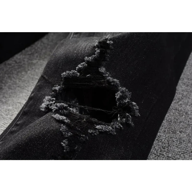 European and American fashion street spray painted colorful letters denim cotton casual pants youth tight jeans