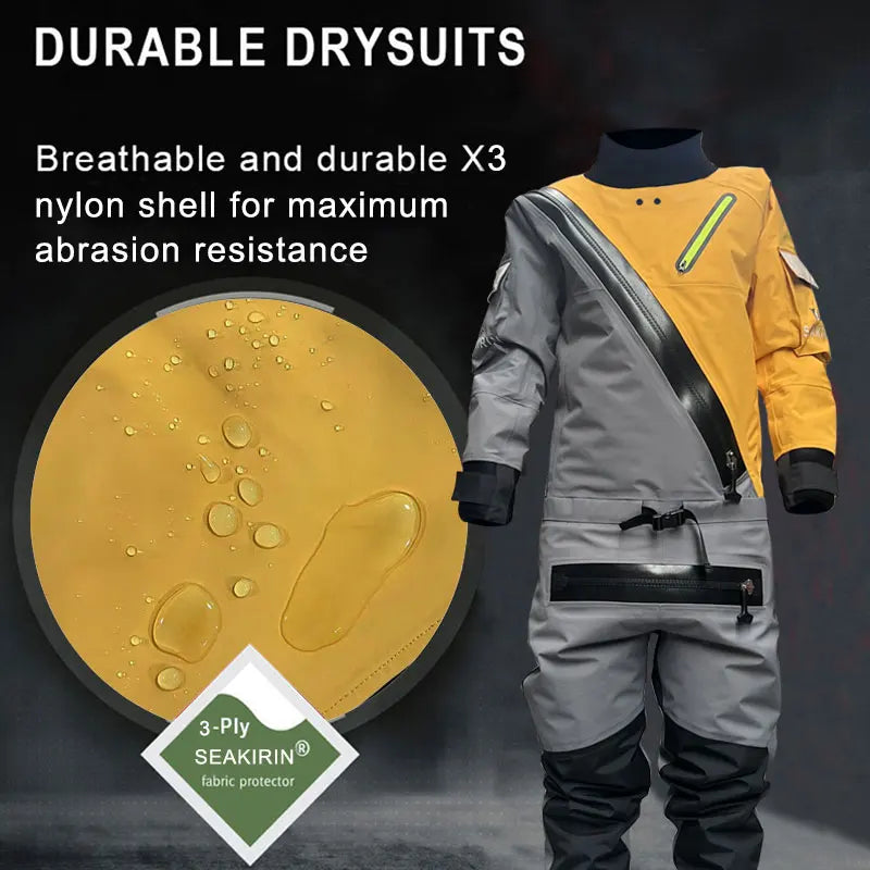 3-Layer Waterproof Breathable Men's Dry Suit  Warm Drysuit for Expedition Paddling Kayak Fishing. Whitewater Wading Water Sport
