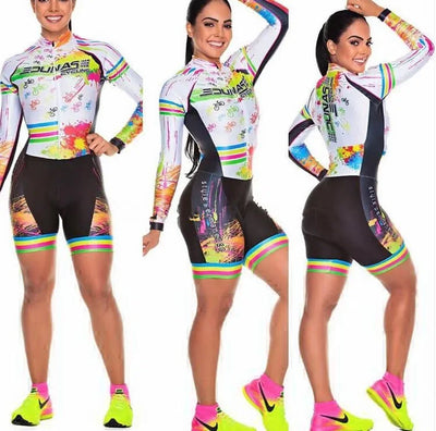 2025 Pro Team Triathlon Suit Women's Cycling Jersey Skinsuit Jumpsuit Maillot Cycling Ropa ciclismo long sleeve set gel