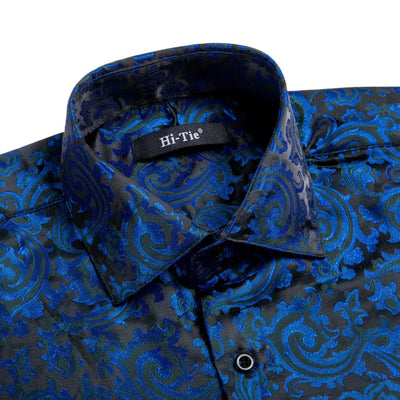 Jacquard Silk Mens Shirts Pink Blue Red Green Gold Long Sleeve Single Breasted Lapel Shirt Blouse Outerwear Wedding Business