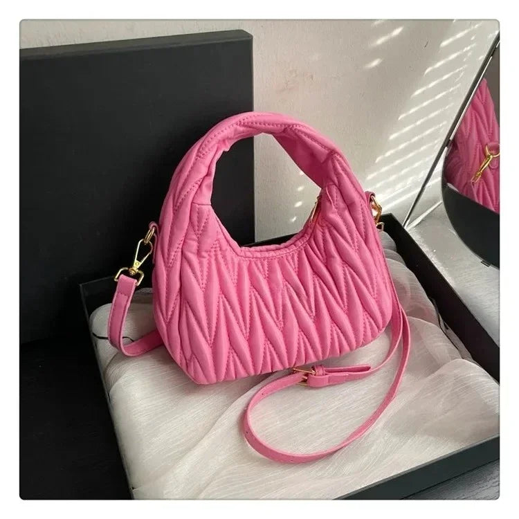 Fashion bag shoulder 2025 crossbody bag new cloud pleated armpit high-end crescent shaped handbag