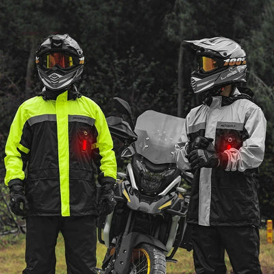 Raincoat Suit LED Alert Waterproof Cap Rain Jacket Pants Split Reflective Impermeable Outdoor Motorcycle Riding Cycling UTV ATV