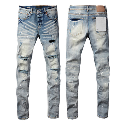 2025  Jeans Men's Vintage High-Waist Skinny  Denim Trousers Low-Rise Repairable Top Quality Streetwear Pants 9006