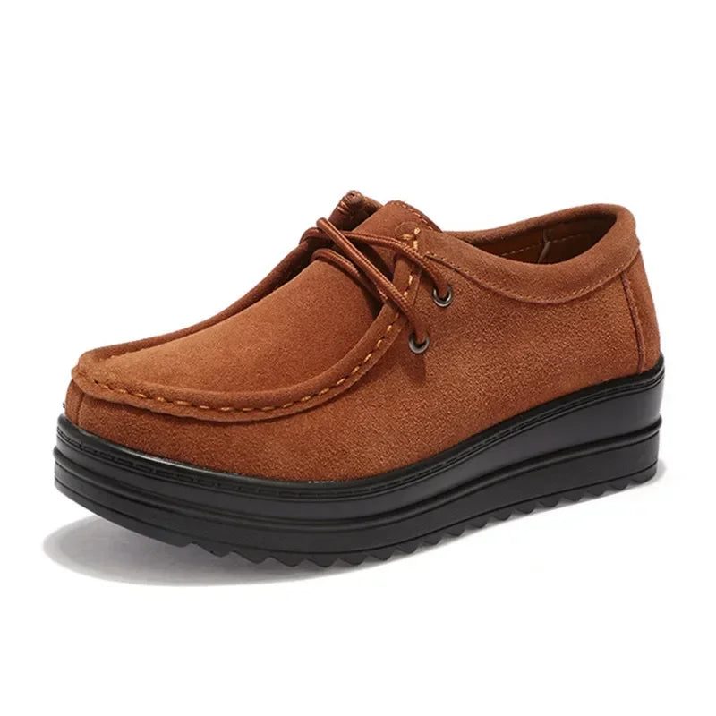 2025 Spring  women's flat platform sneakers leather suede shoes woman loafers shoes