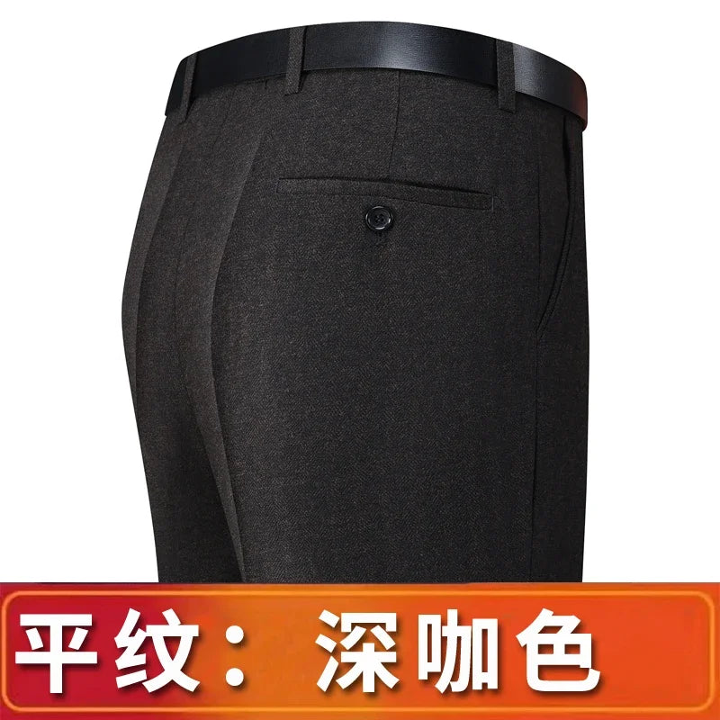 Autumn and Winter Men Thick Woolen Cloth Suit Pants Casual Straight Drape Korean Fashion Business Trousers Male Clothing Q78