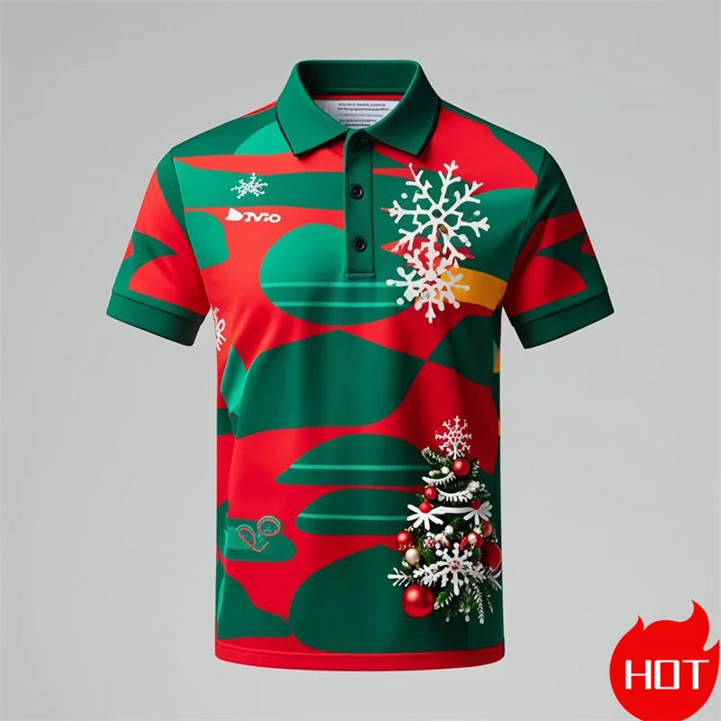 Funny 3D Cute Santa Claus Xmas Printed Polo Shirt For Men Happy Christmas Tee Merry Christmas Graphic Shirts & Blouses POLO Tops