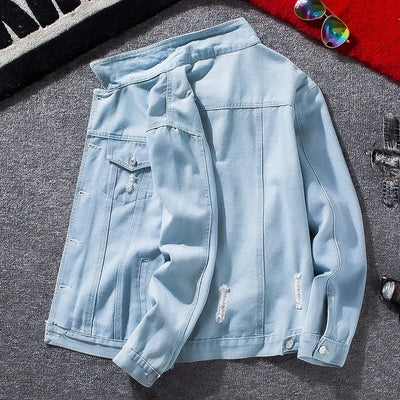 Fall Men's Denim Jaet Baseball Sle Casual Hoodie Outerwear Spring Autumn Couple's Faionable Loose Fit Long Sve