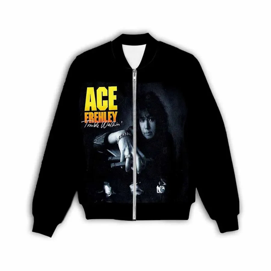 New Fashion Women/Men's 3D Print  Ace Frehley   Zipper Bomber Jackets Men Overcoat Mens Coat Zip Up Jackets    C1