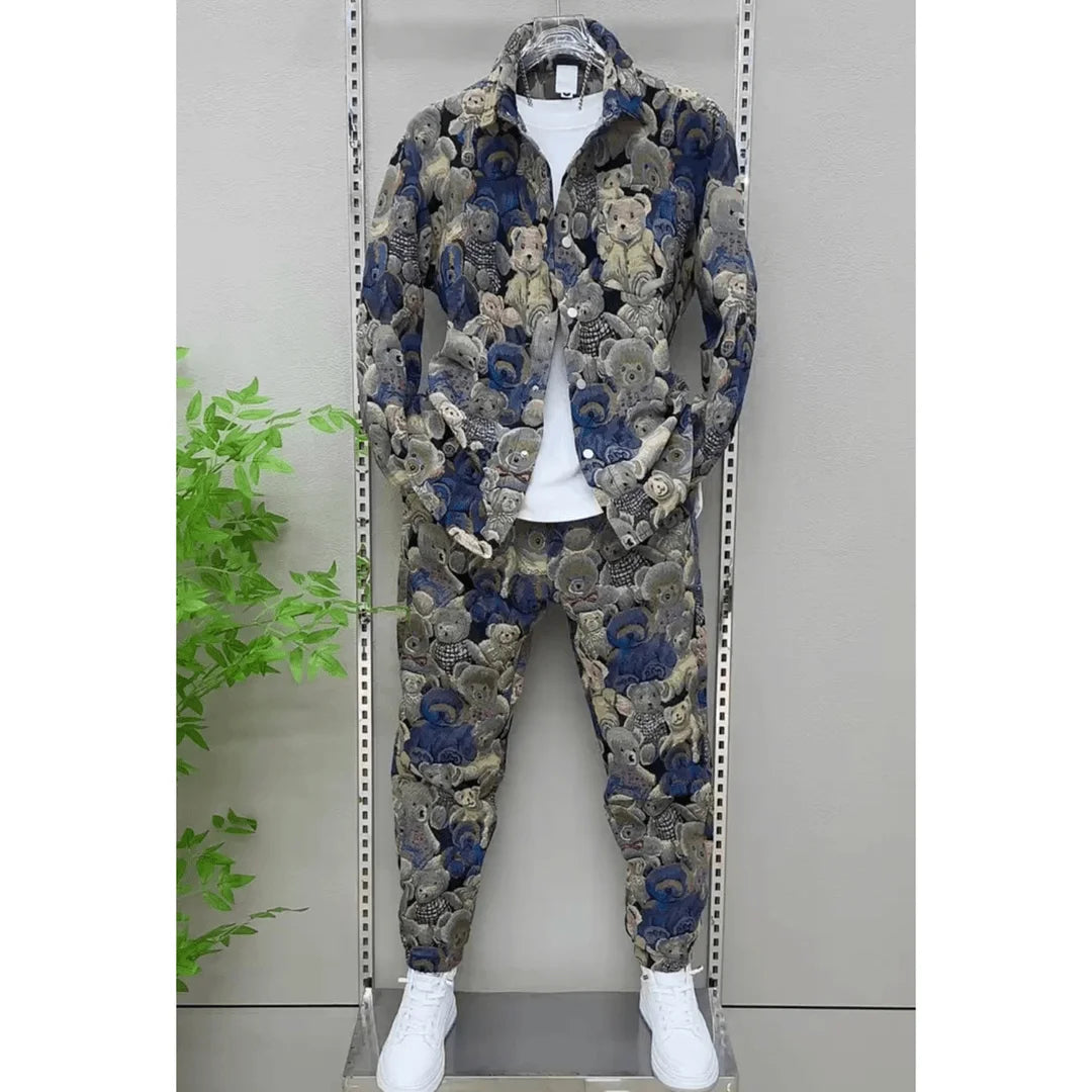 Men's Casual Pants Sports Jacket Fashionable Teddy Bear Jacket Trendy and Versatile Couple Style Set