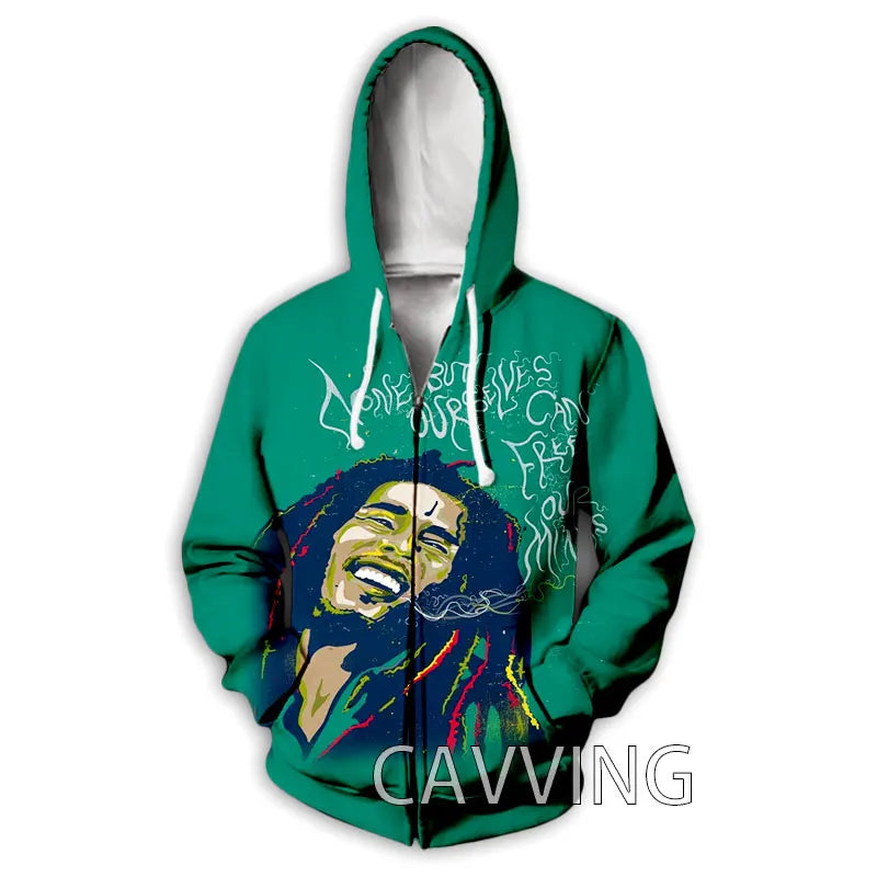 New Fashion 3D Print BOB MARLEY  Zipper Hoodies Zip Up Hooded Sweatshirts Harajuku Hoodie Hip Hop Sweatshirts  H02