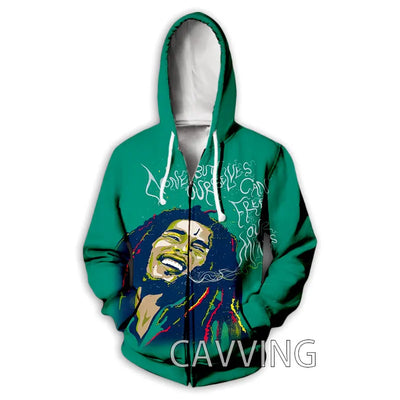 New Fashion 3D Print BOB MARLEY  Zipper Hoodies Zip Up Hooded Sweatshirts Harajuku Hoodie Hip Hop Sweatshirts  H02