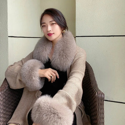 Real Fur Collar and Cuff Set Decor Women Winter Fox Fur Scarf Neck Warm Furry Natural Fur Cuffs Thick Fur Shawl Sleeves Scarves