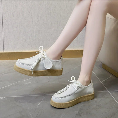 AIYUQI Genuine Leather Women's Shoes 2025 New Flat Non-slip  Derby Female Shoes Large size Lace-up Loafers For Women